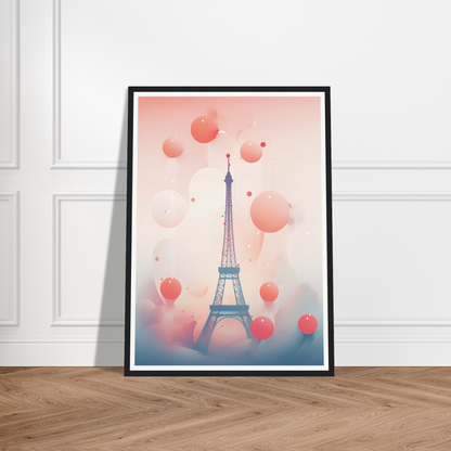 A framed poster with the eiff tower in paris