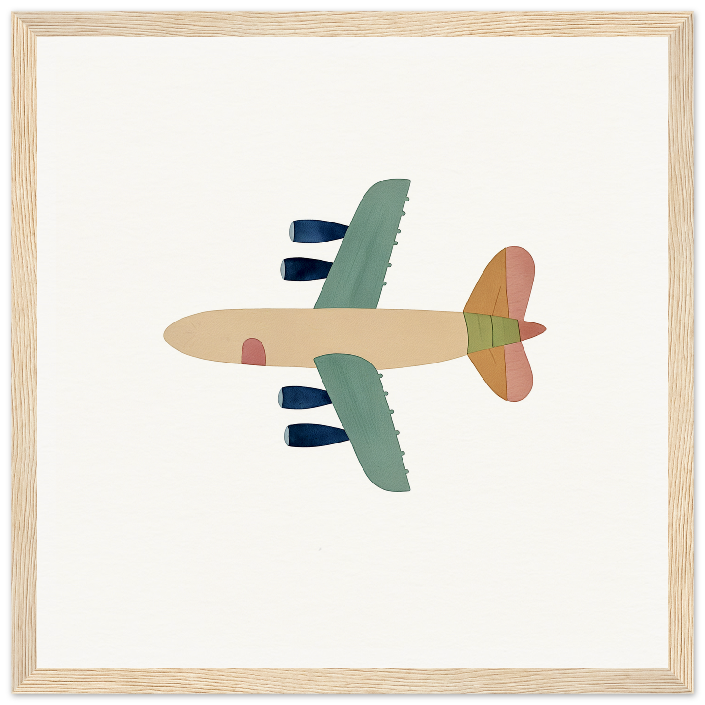 Simple illustration of a green-winged airplane with a beige body for Aerial Daydream Revolution