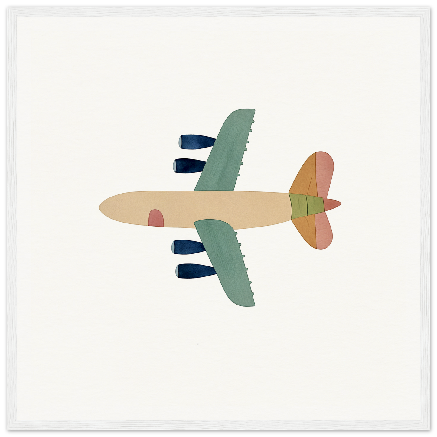 Stylized cartoon airplane featuring green wings and a peach-colored body for Aerial Daydream Revolution