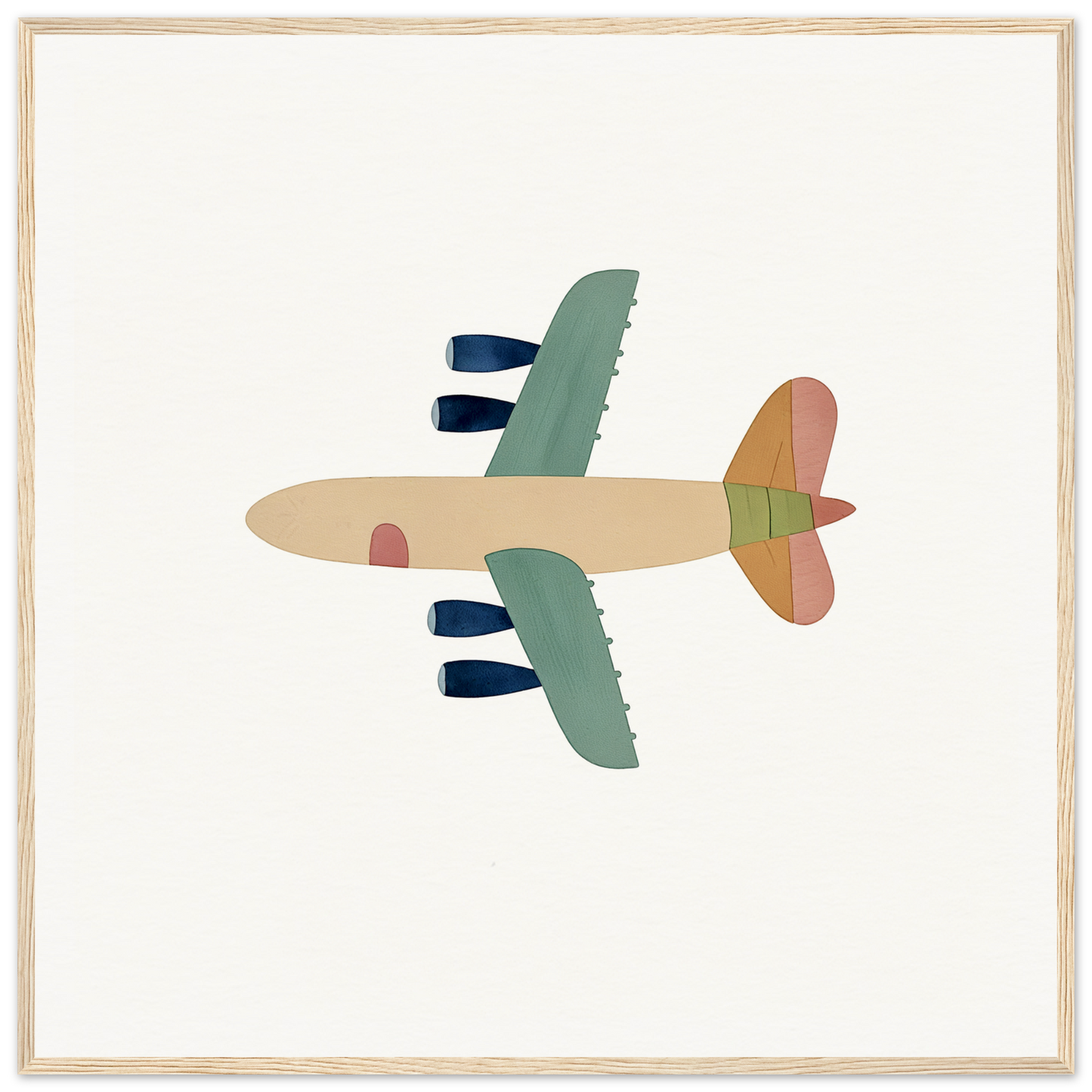 Simple cartoon airplane with green wings and tan body for Aerial Daydream Revolution