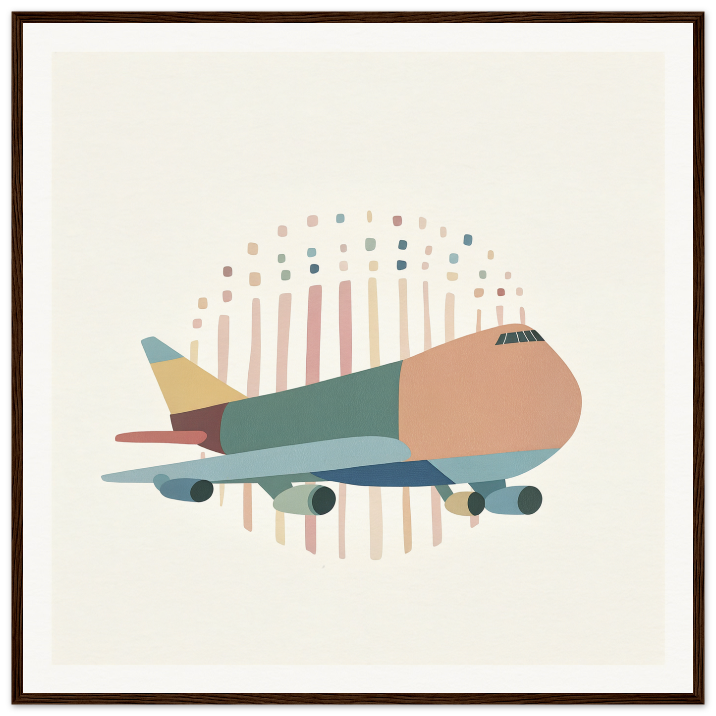 Stylized passenger aircraft in muted peach and teal from Aero Waves Reverie special edition art™