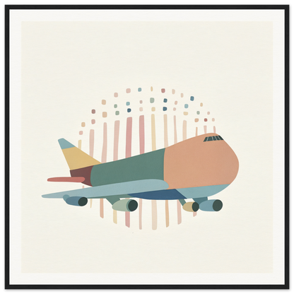 Stylized passenger aircraft artwork in muted colors from Aero Waves Reverie special edition art™