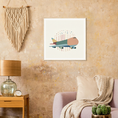 Macramé wall hanging and whale artwork in Aero Waves Reverie decor on textured wall