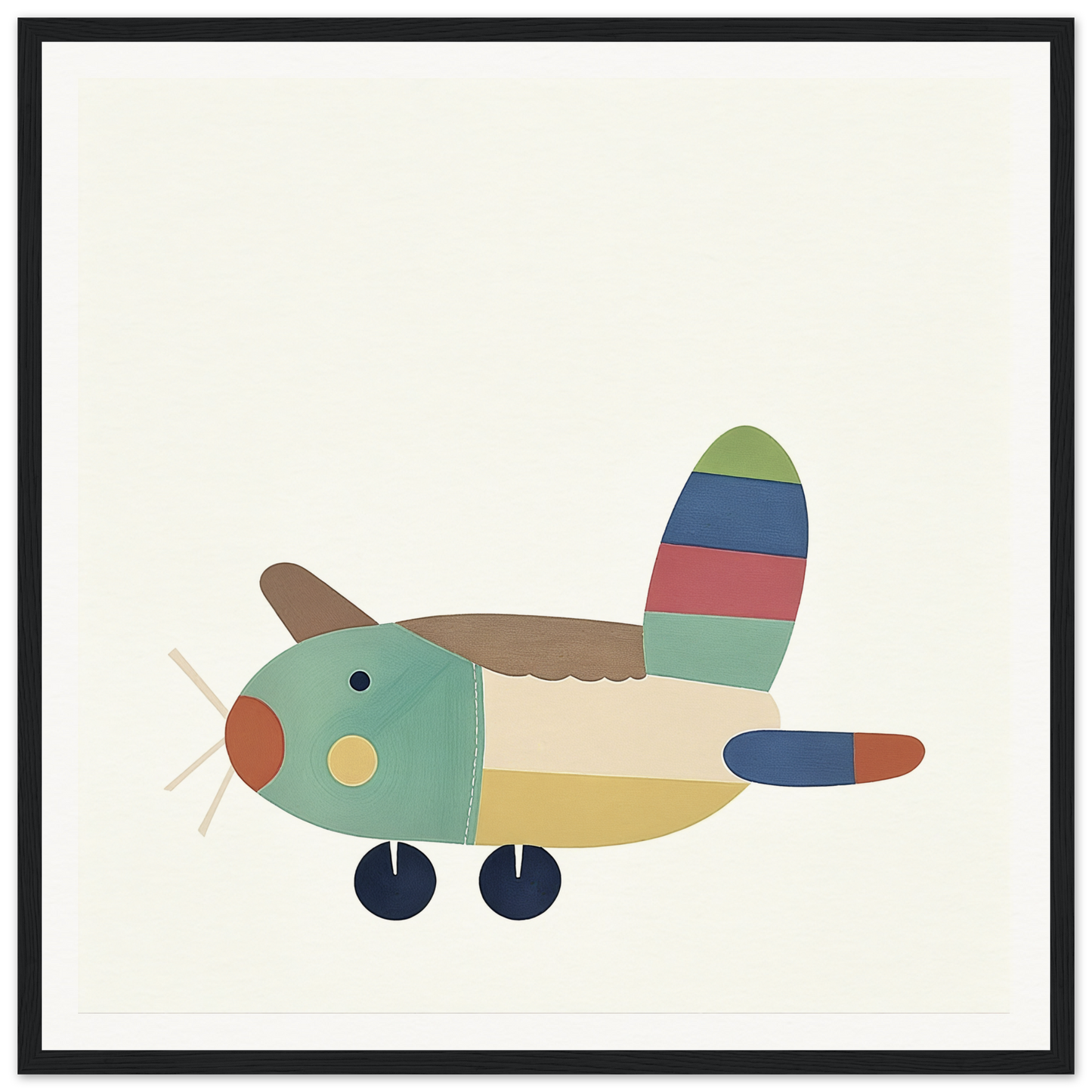 Colorful cartoon airplane with striped tail from Aeronautical Dreamsongs special edition art™