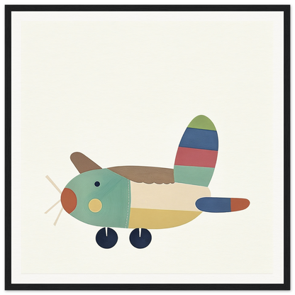 Colorful cartoon airplane with striped tail from Aeronautical Dreamsongs special edition art™