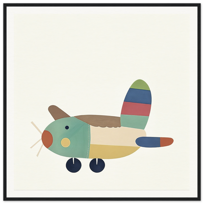 Colorful cartoon airplane with striped tail featured in Aeronautical Dreamsongs special edition art™