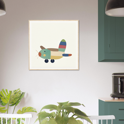 Colorful cartoon airplane illustration for Aeronautical Dreamsongs framed canvas art