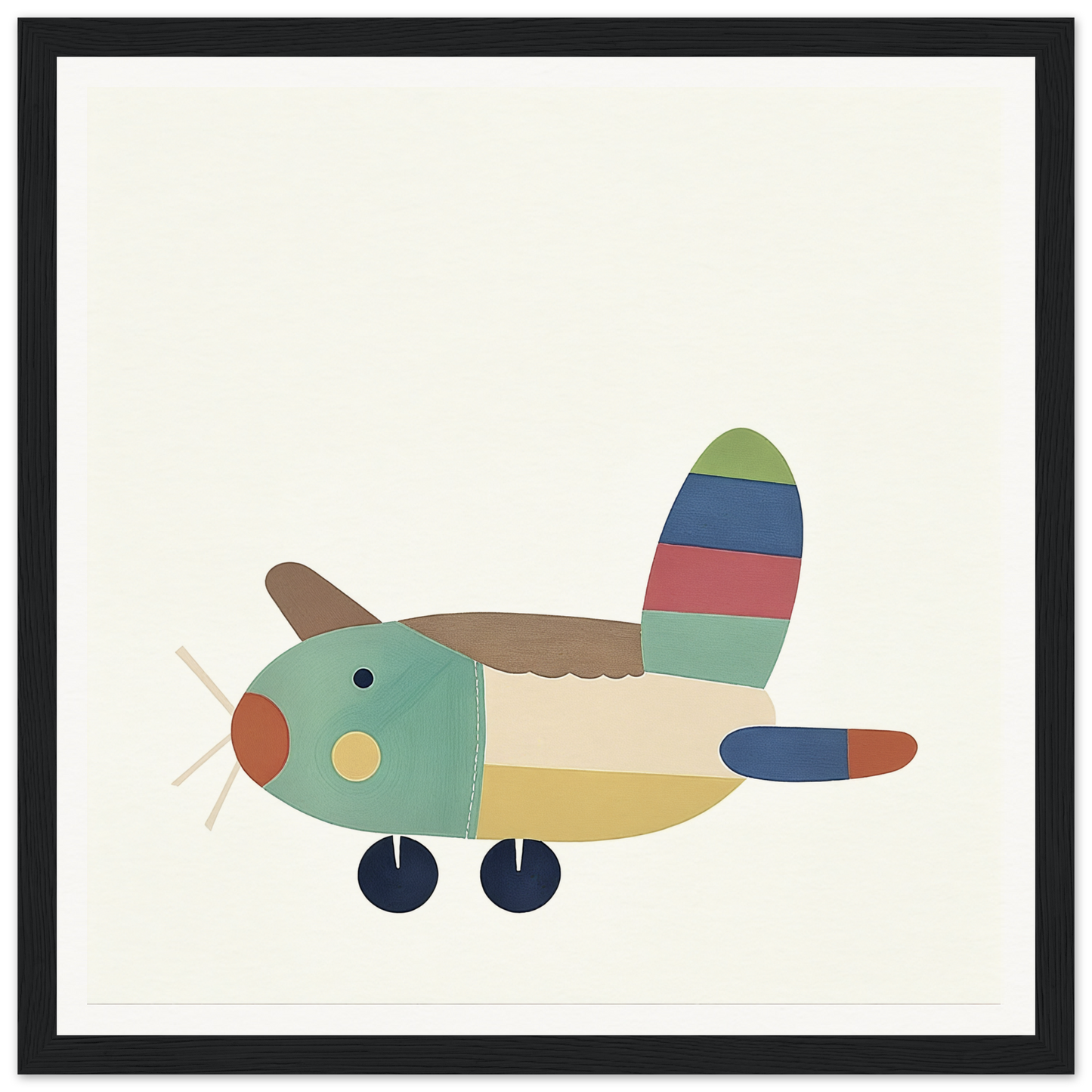 Colorful cartoon airplane with striped tail and round wheels from Aeronautical Dreamsongs