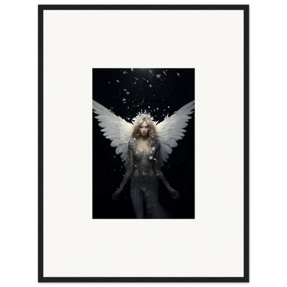 Ethereal winged figure with pale hair, perfect for emotion surge room decor framed wall art