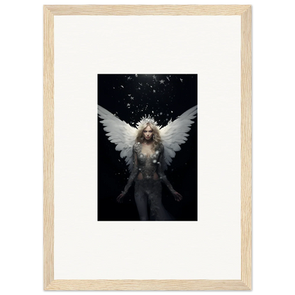 Ethereal winged figure with glowing white hair for emotion surge room decor wall art