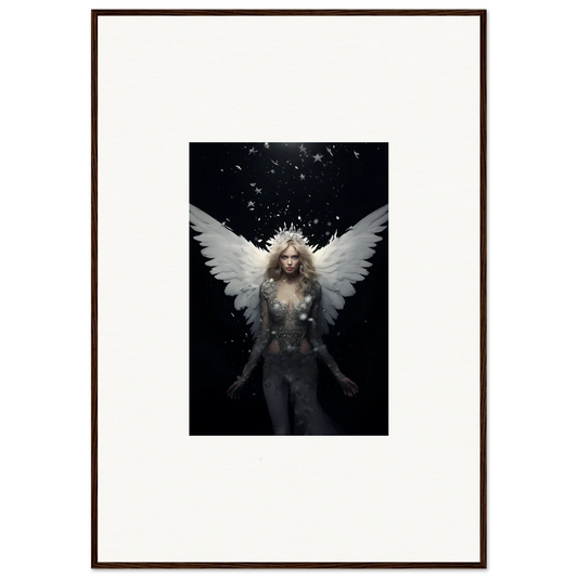 Ethereal winged figure with long hair for emotion surge room decor framed wall art