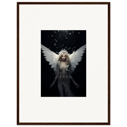 Ethereal winged figure with pale hair for emotion surge framed wall art decor