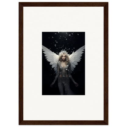 Ethereal winged figure with glowing hair, perfect for emotion surge room decor