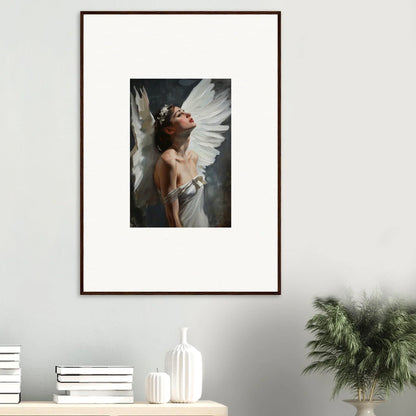 Framed canvas print of an angelic figure with wings emergence for room decoration