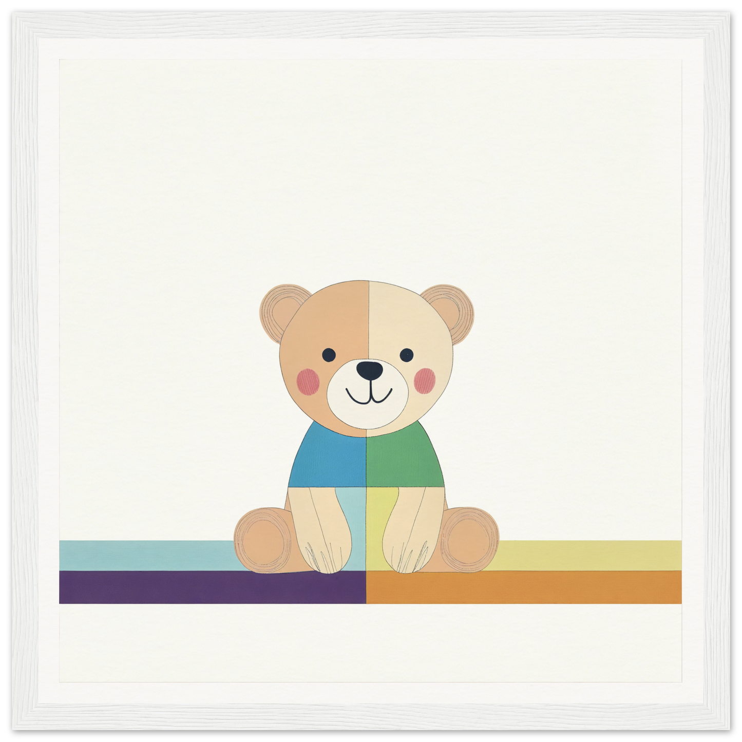 Cute cartoon teddy bear in blue and green shirt from Bear Serene special edition art™