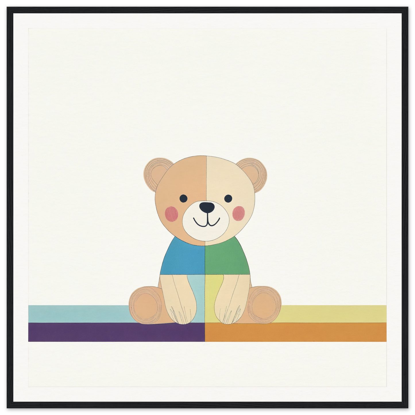 Cute cartoon teddy bear in a blue and green shirt from Bear Serene special edition