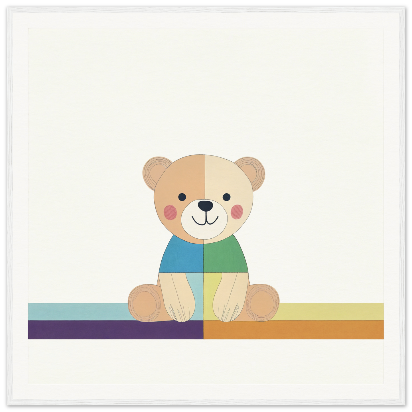 Cute cartoon teddy bear in blue and green shirt for Bear Serene special edition art