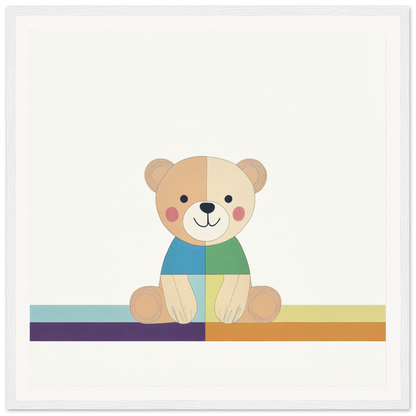 Cute cartoon teddy bear in blue and green shirt from Bear Serene special edition art™