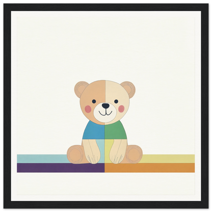 Cute cartoon teddy bear in blue and green shirt from Bear Serene special edition art™