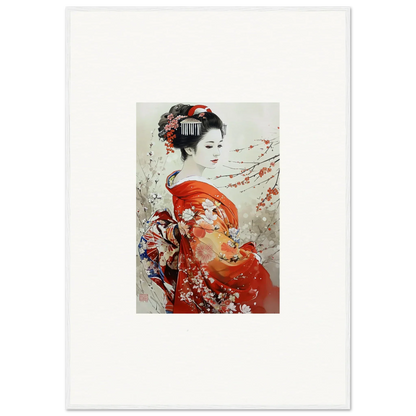 Traditional Japanese artwork of a geisha in red kimono for Blossom Memories special edition