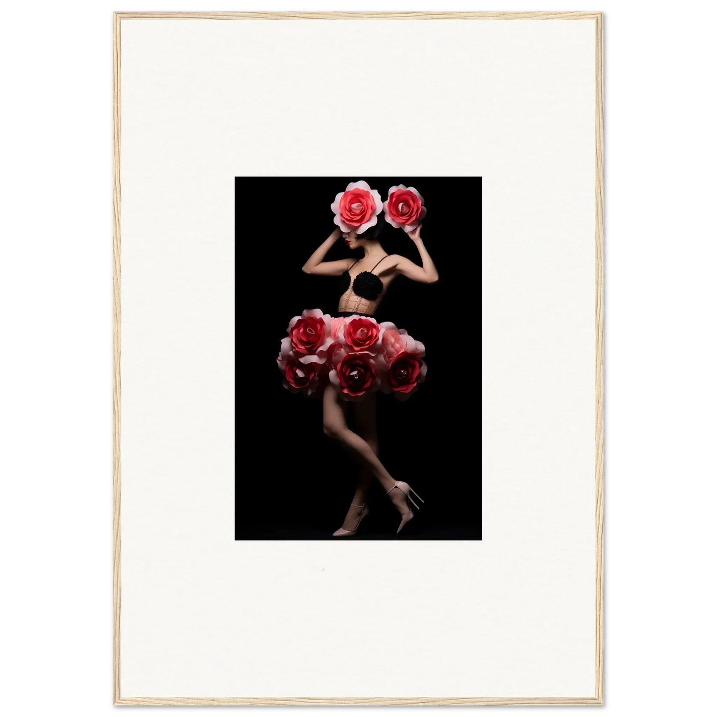 Artistic photograph of a nude figure obscured by vibrant red roses.