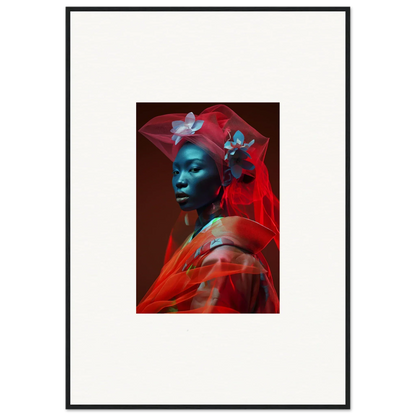 Portrait of a person with blue-tinted skin in a canvas print featuring Crystalline Mist