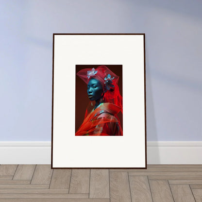 Vibrant portrait artwork in red and blue tones, perfect for room decoration or as a canvas print