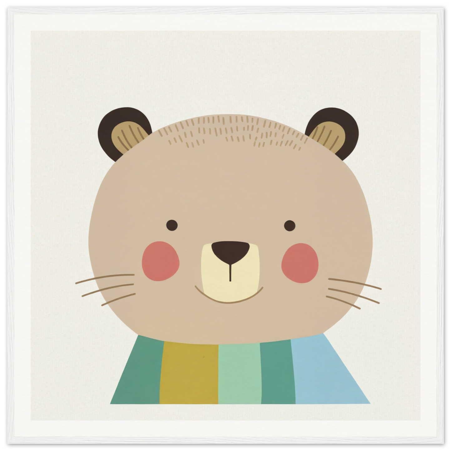 Cute cartoon bear in a striped scarf from the Blushing Bear Special Edition Art™