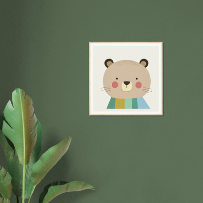 Cute cartoon bear in a colorful striped sweater from Blushing Bear special edition art™