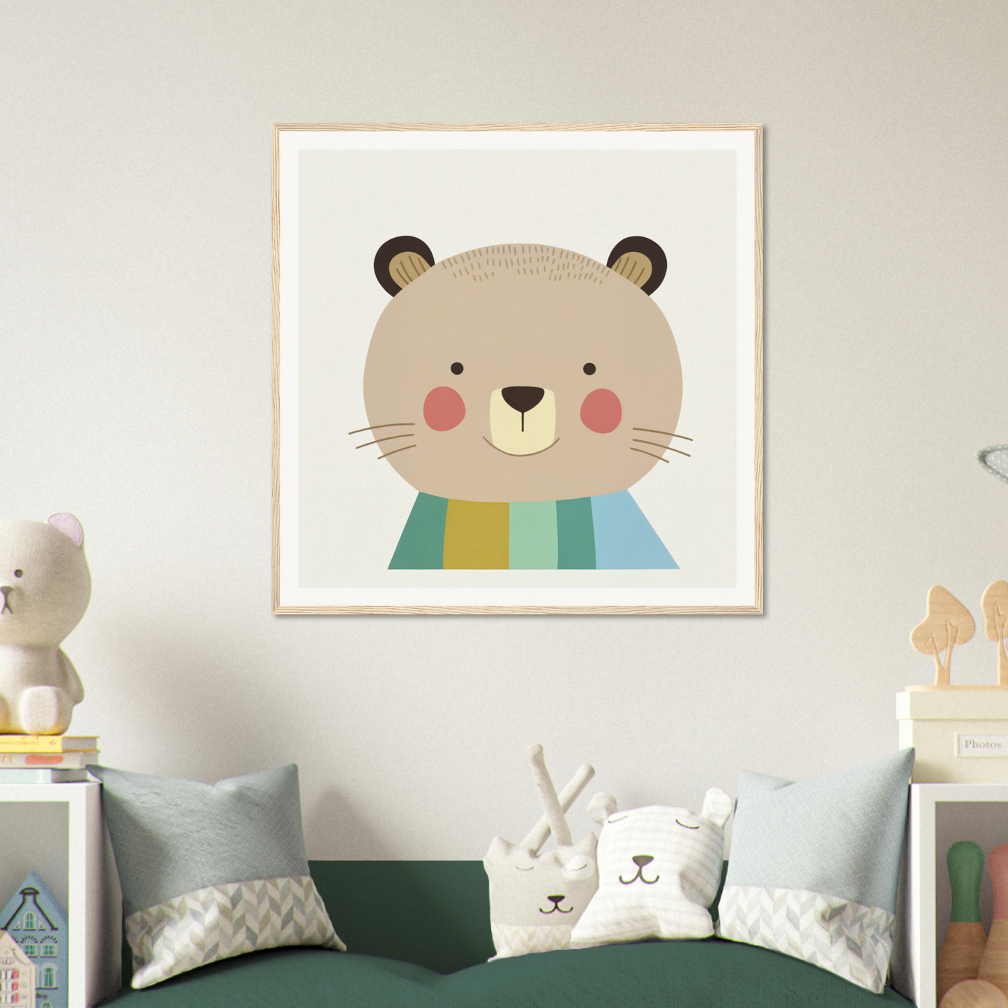 Cute blushing bear illustration in striped shirt from Special Edition Art™ collection