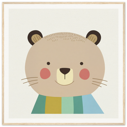 Cute cartoon bear in pastel stripes from the Blushing Bear Special Edition Art™ collection