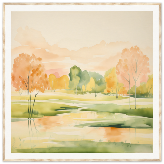 Watercolor painting of an autumn landscape in Blushing Epochs Stream special edition art™