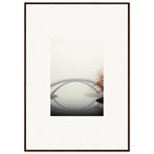 Curved gray bridge reflection art with a blurred reddish element for stylish room decor