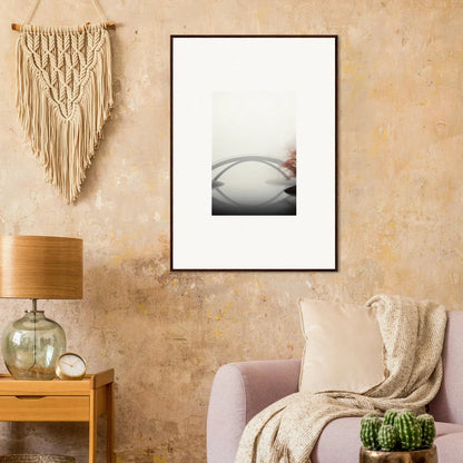 Framed black and white wall art of blurred bridge reflection for stylish room decor