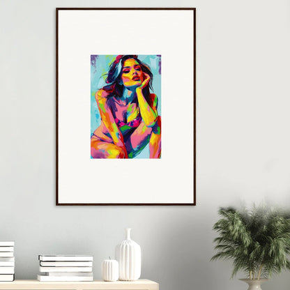 Colorful abstract portrait painting of a woman for vibrant room decor and ecliptic yearning