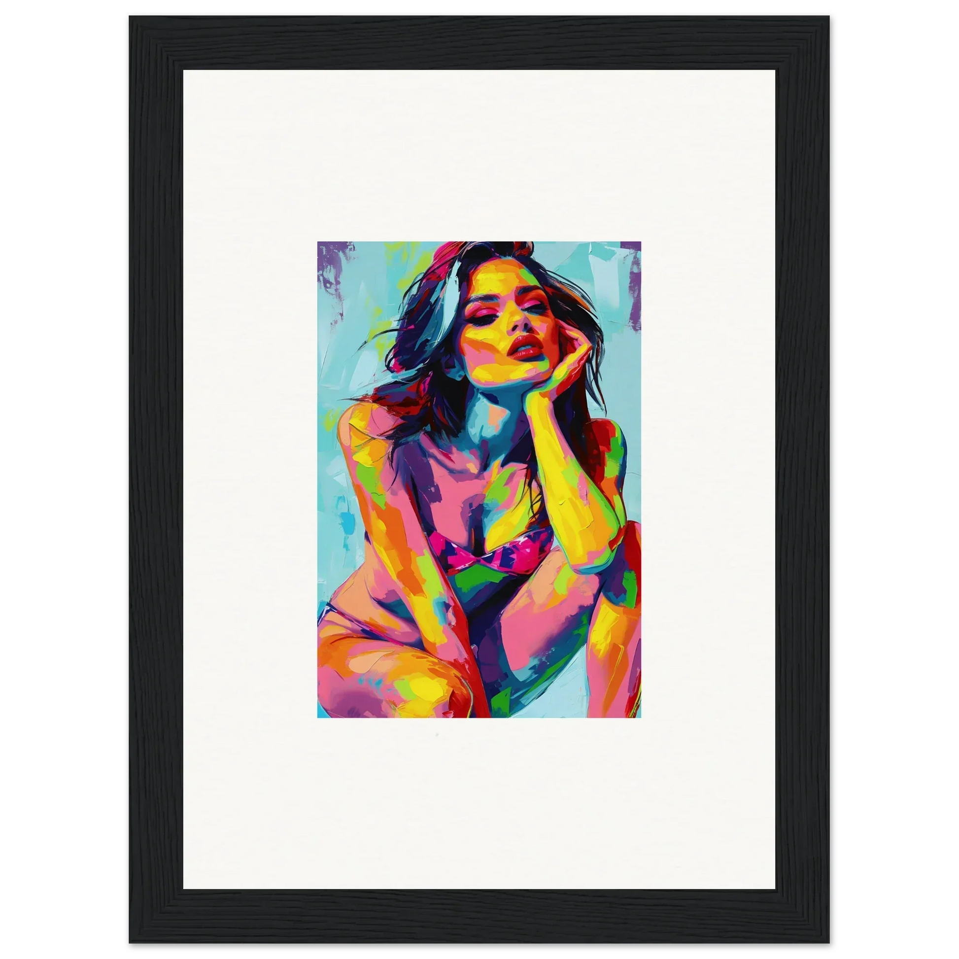 Colorful abstract portrait painting of a woman for Ecliptic Yearning room decor