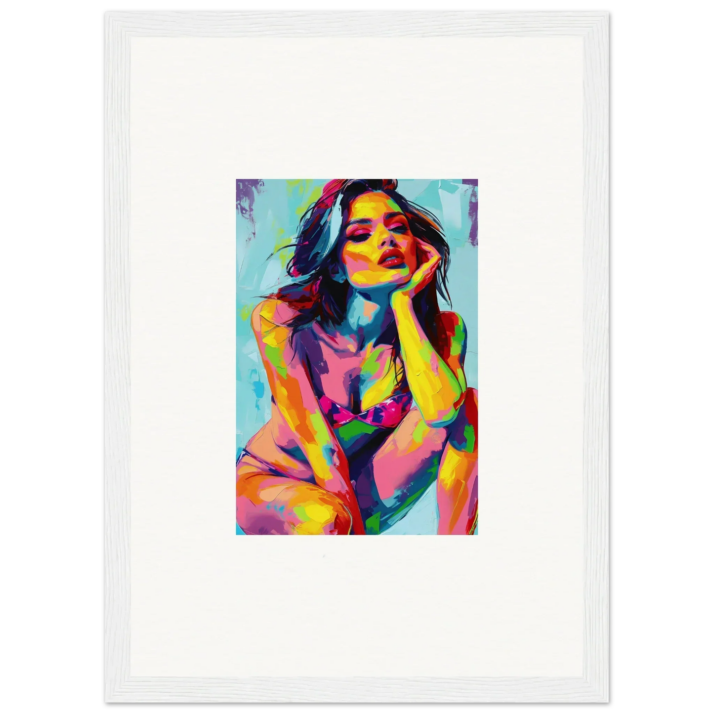 Colorful abstract portrait painting of a woman for vibrant room decor and ecliptic yearning