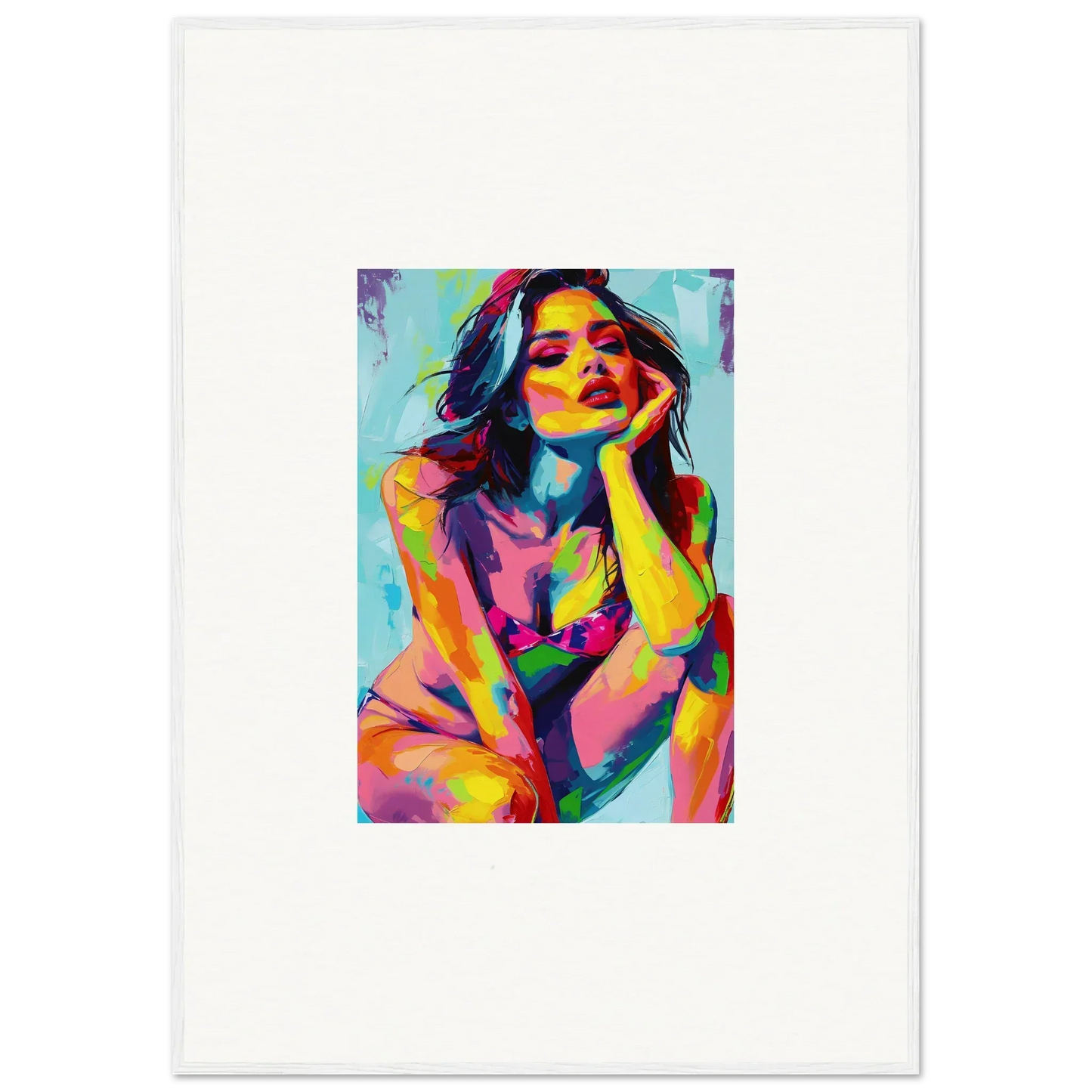 Colorful abstract portrait painting of a woman for ecliptic yearning room decor