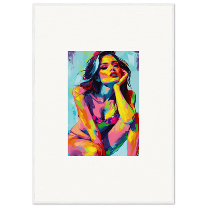 Colorful abstract portrait painting of a woman for ecliptic yearning room decor