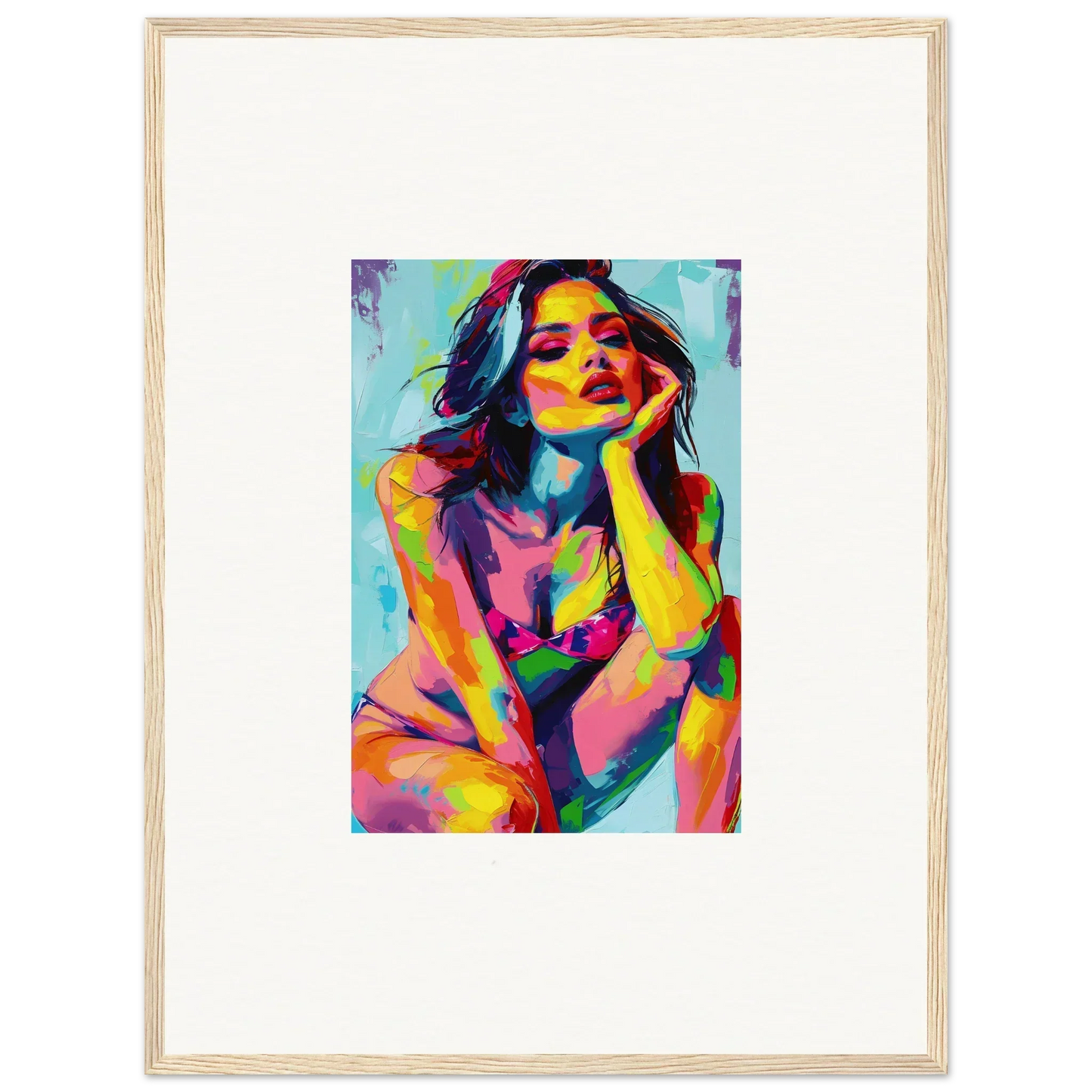 Colorful abstract portrait of a woman in vibrant hues for Ecliptic Yearning room decor