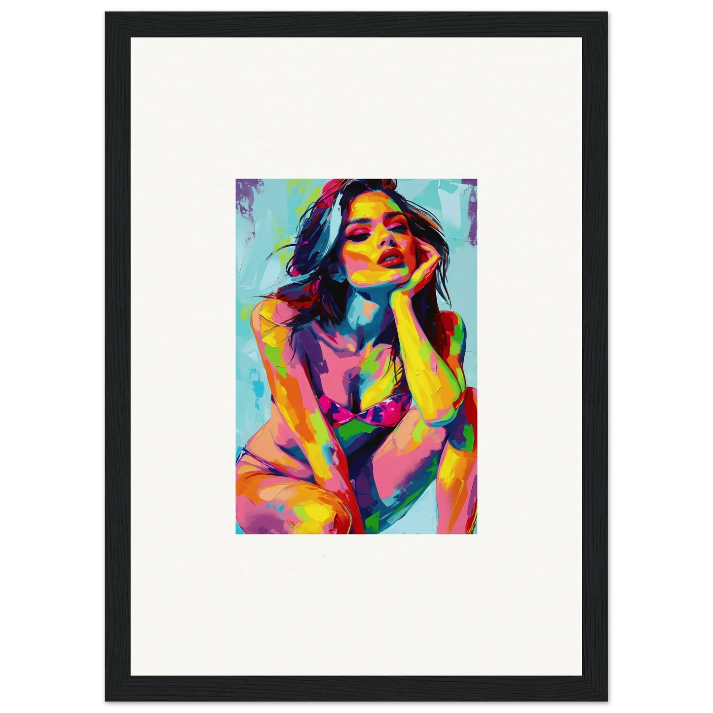 Colorful abstract portrait of a woman, vibrant hues for Ecliptic Yearning wall art