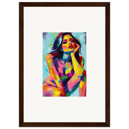 Colorful abstract portrait painting of a woman for Ecliptic Yearning room decor