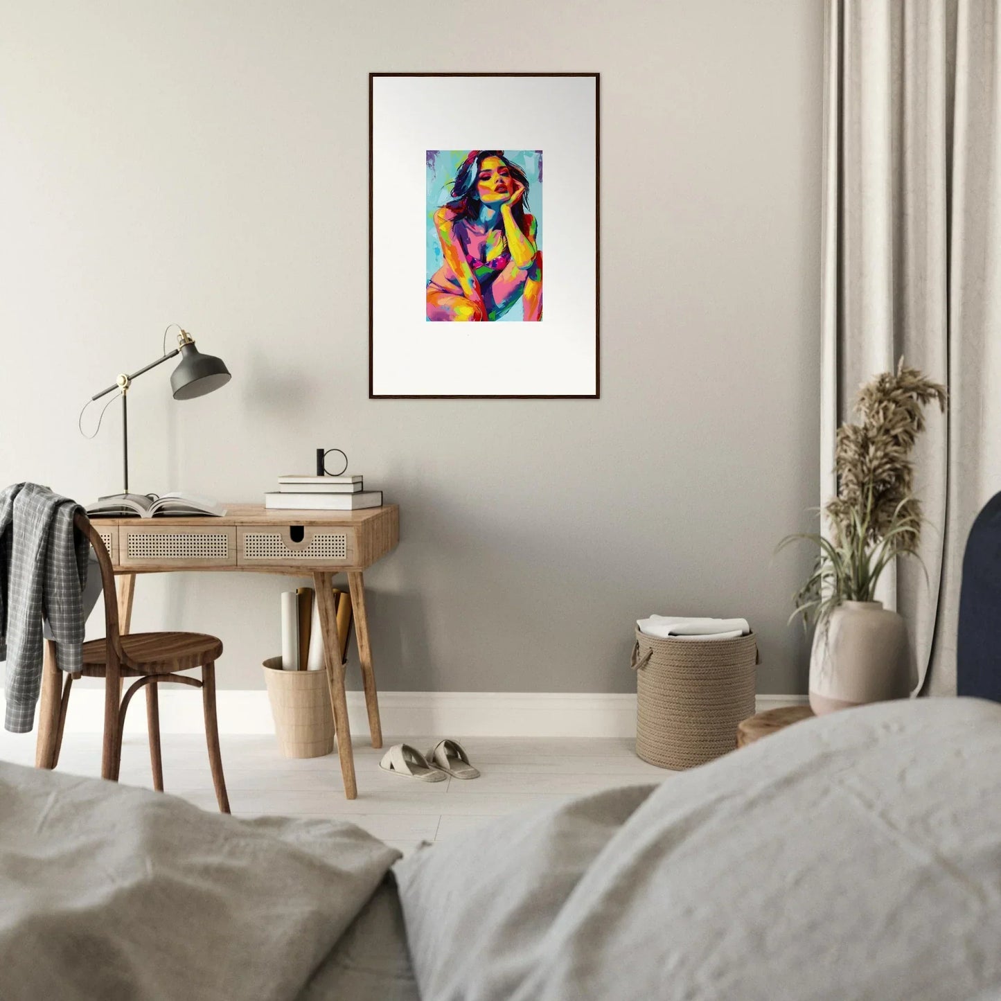 Colorful abstract portrait of a woman for Ecliptic Yearning framed wall art decor