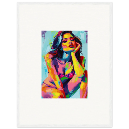 Colorful abstract portrait painting of a woman, perfect for ecliptic yearning room decor