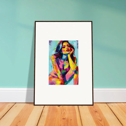 Framed colorful abstract portrait embodying Ecliptic Yearning ideal for room decor