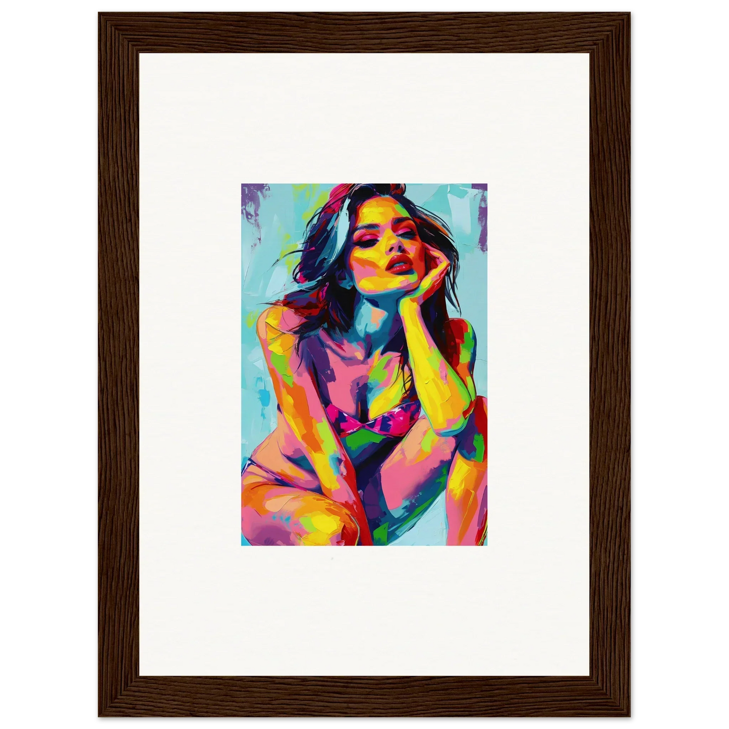 Colorful abstract portrait painting of a woman for Ecliptic Yearning wall art decor