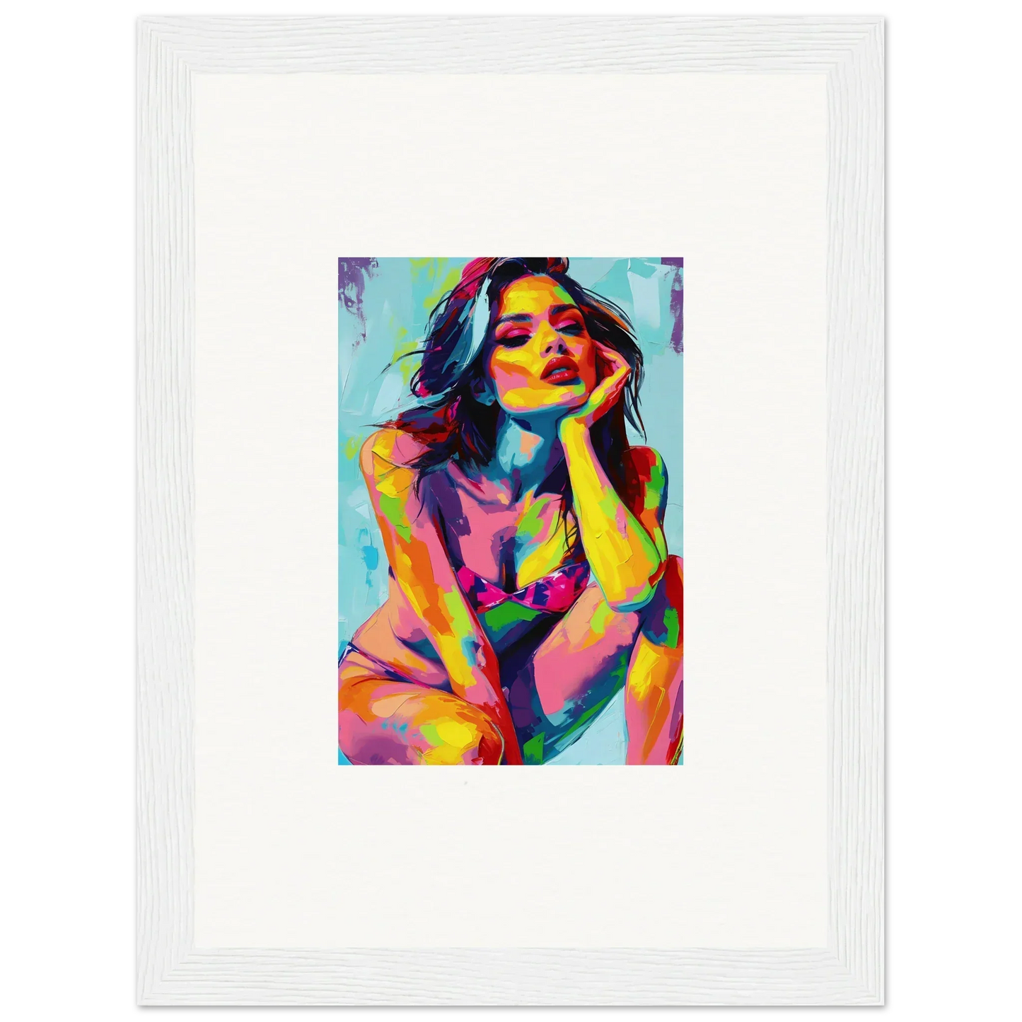 Colorful abstract portrait painting of a woman for Ecliptic Yearning room decor