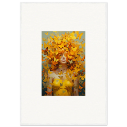 Surrealist painting of a figure with golden butterflies for Mindscape Symphony room decor