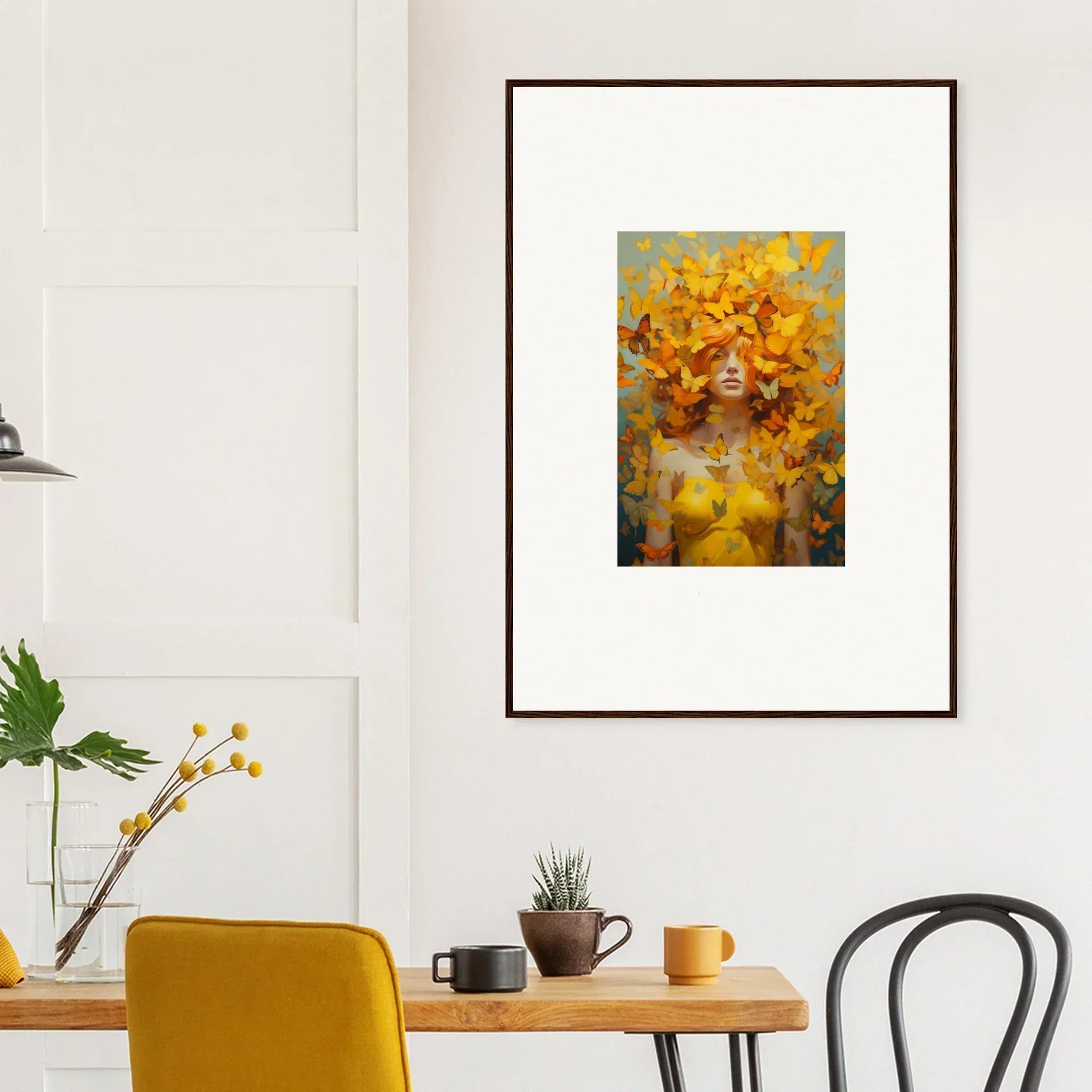 Framed wall art of a vibrant abstract portrait for stunning room decor in Mindscape Symphony