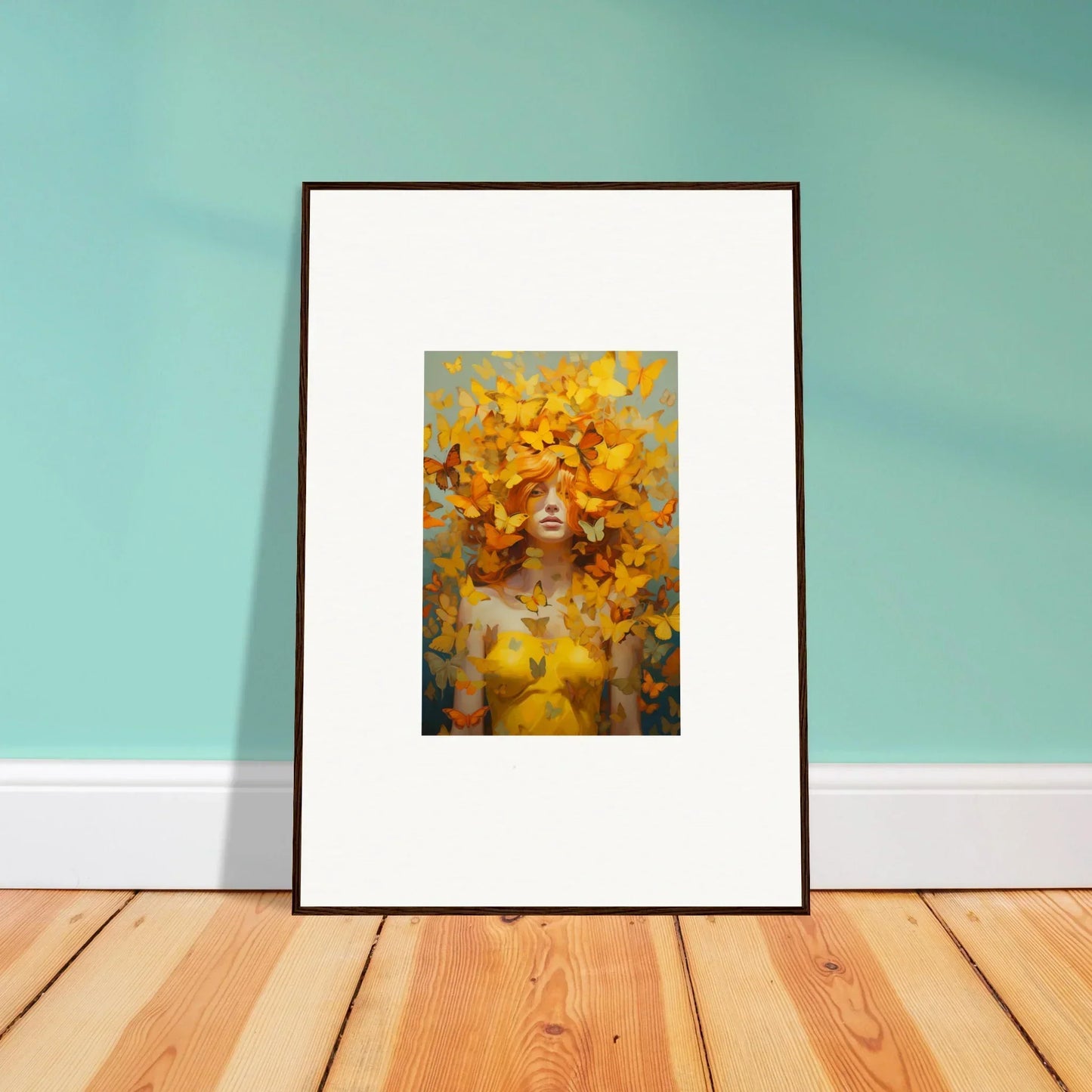 Framed wall art featuring vibrant yellow and orange flowers in Mindscape Symphony design